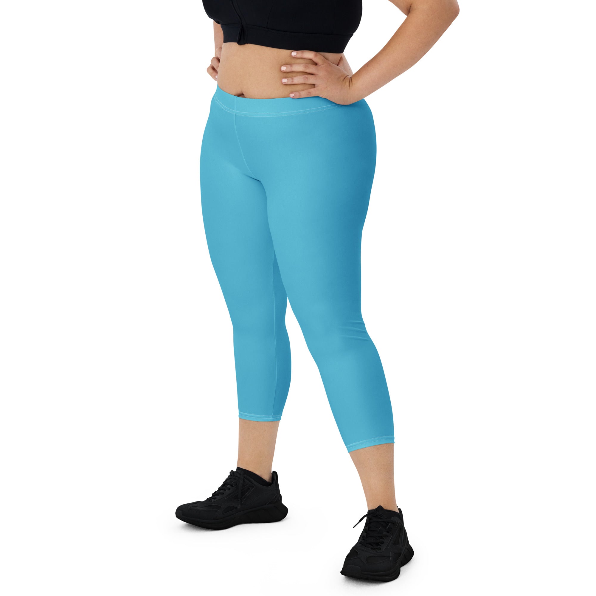 Cropped Leggings Light Blue Leggings Plus Size Yoga Pants Vogo