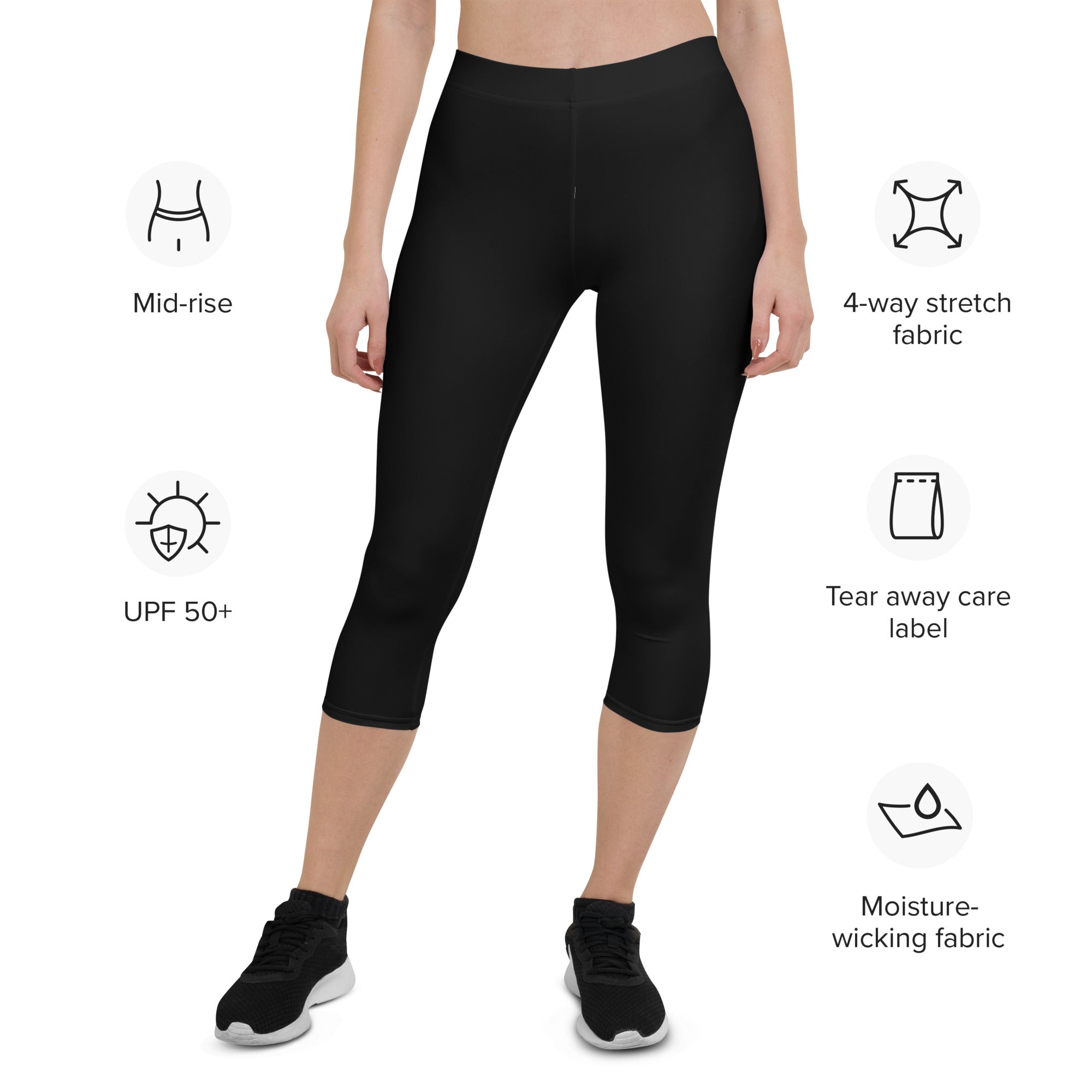 WOMEN'S LEGGINGS, CAPRI – BLACK