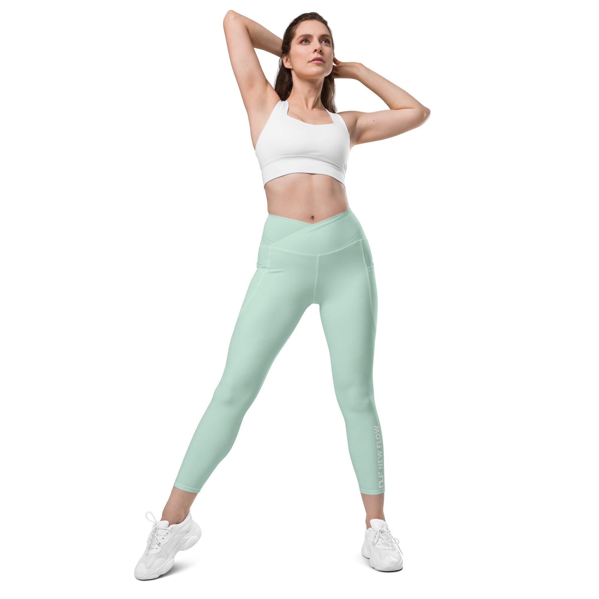 WOMEN'S CROSSOVER LEGGINGS, W POCKETS – SEA FOAM