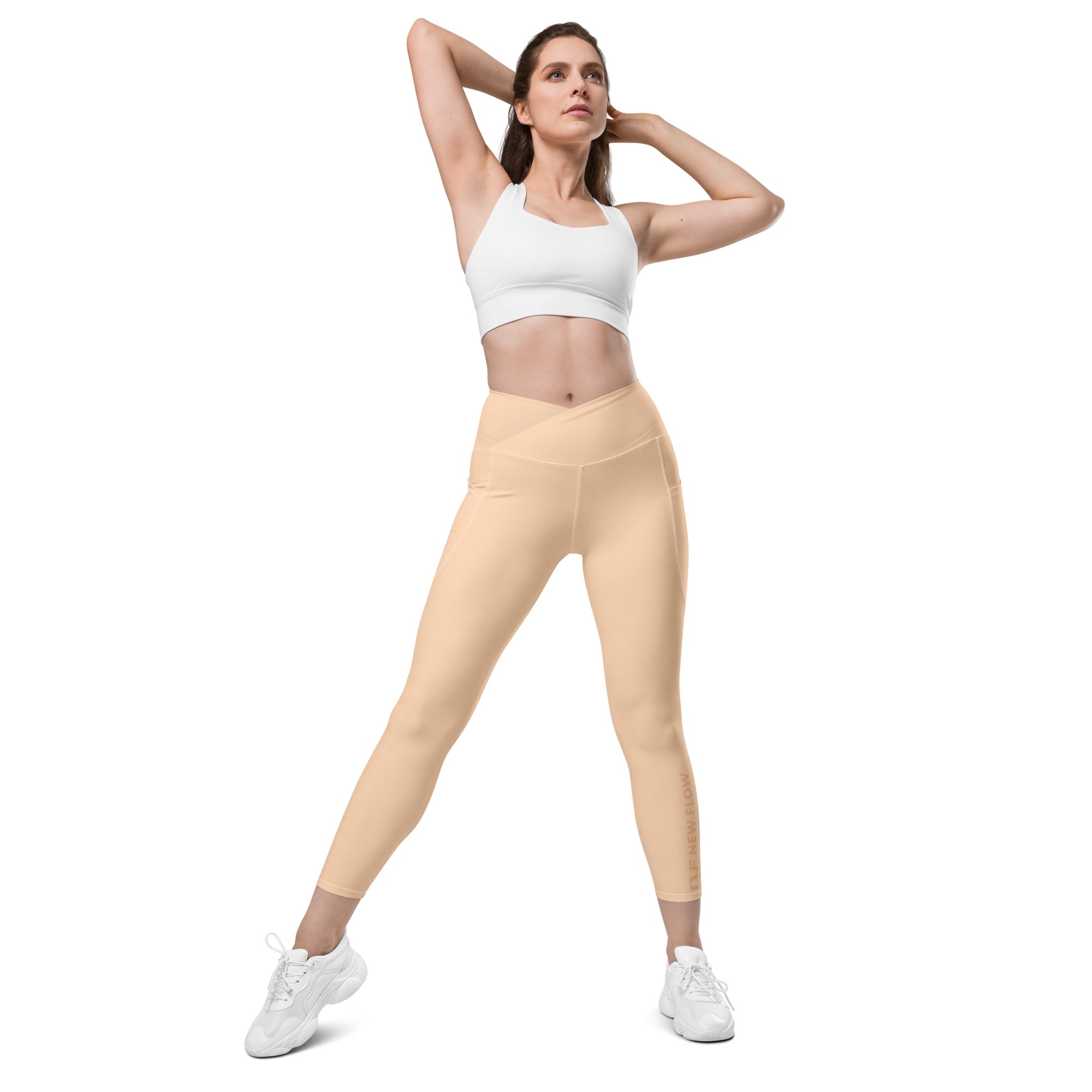 WOMEN'S CROSSOVER LEGGINGS, W POCKETS – WHEAT