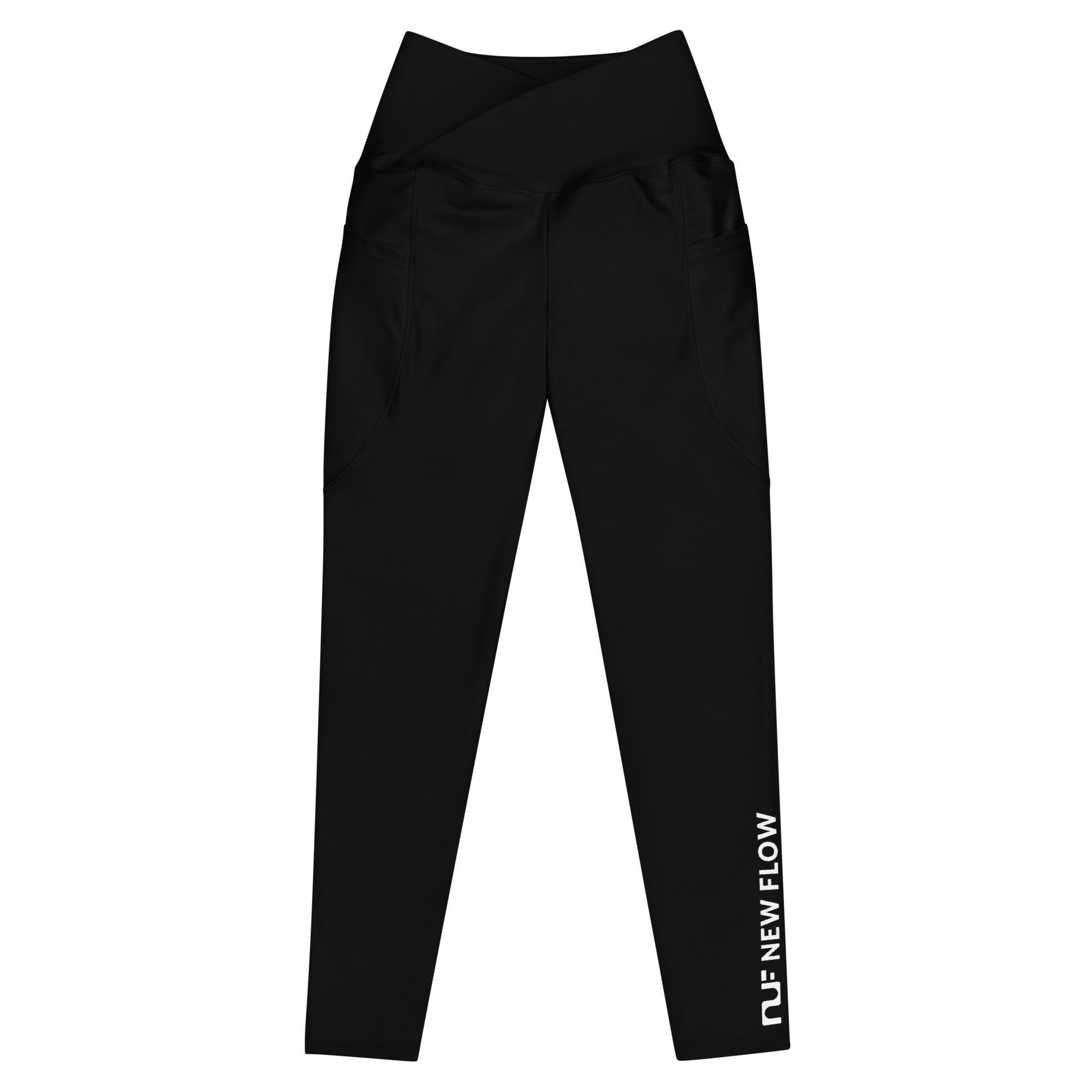 WOMEN'S CROSSOVER LEGGINGS, W POCKETS – BLACK