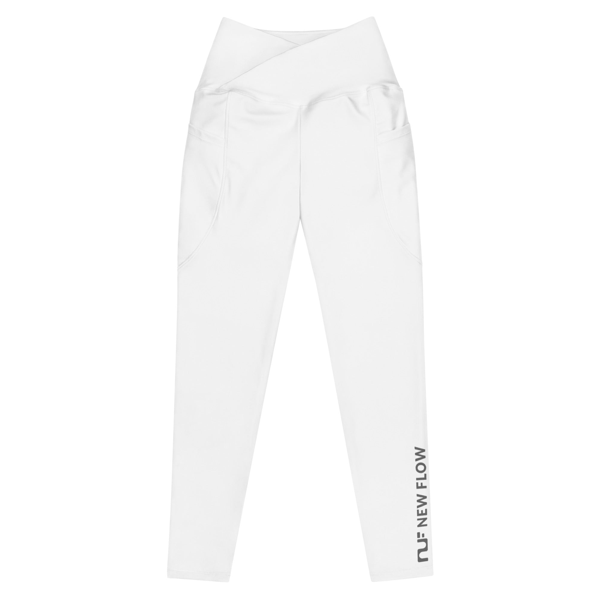 WOMEN'S CROSSOVER LEGGINGS, W POCKETS – WHITE