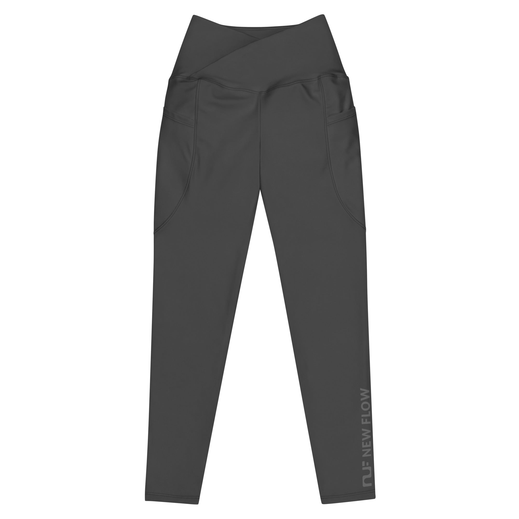 WOMEN'S CROSSOVER LEGGINGS, W POCKETS – CHARCOAL