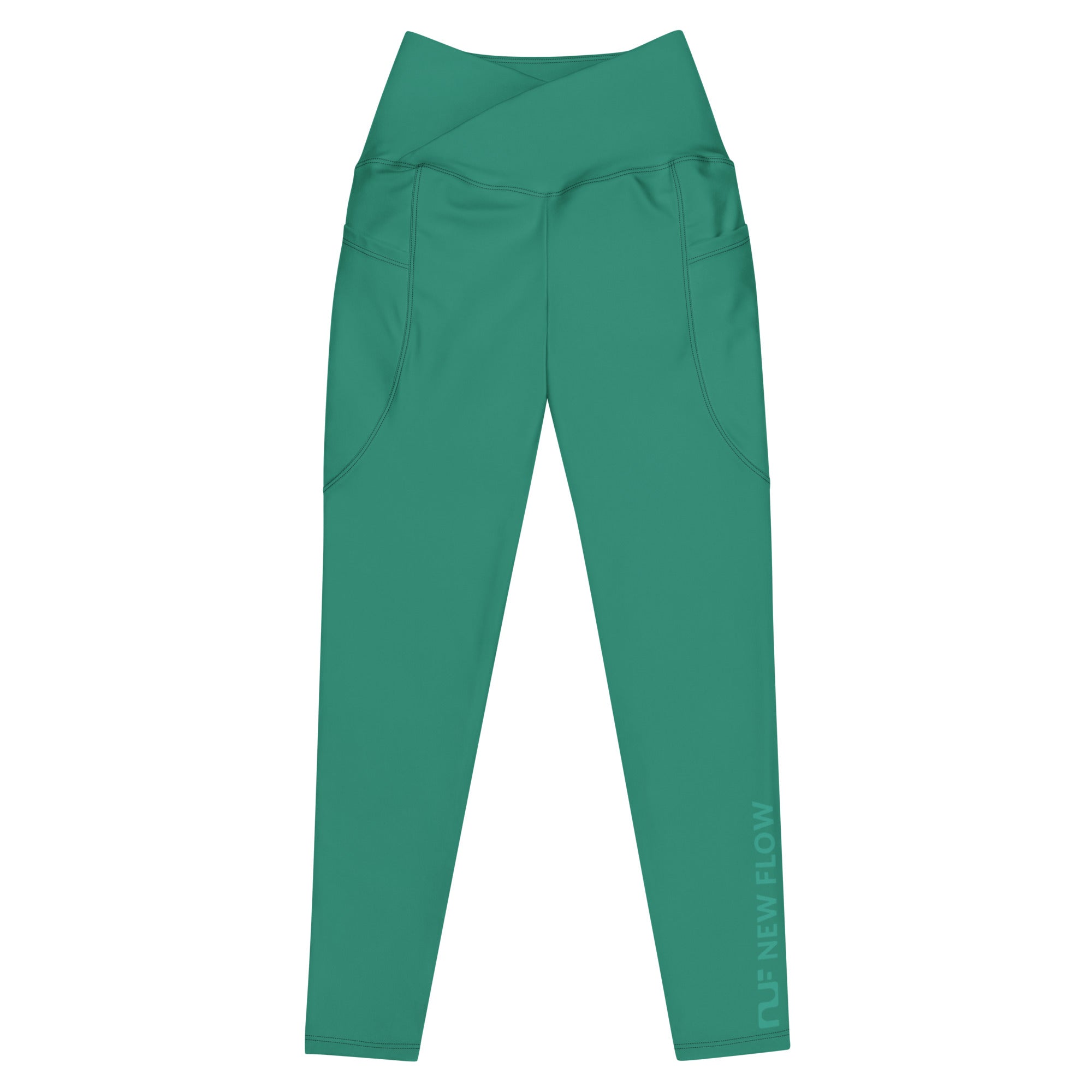 WOMEN'S CROSSOVER LEGGINGS, W POCKETS – JADE