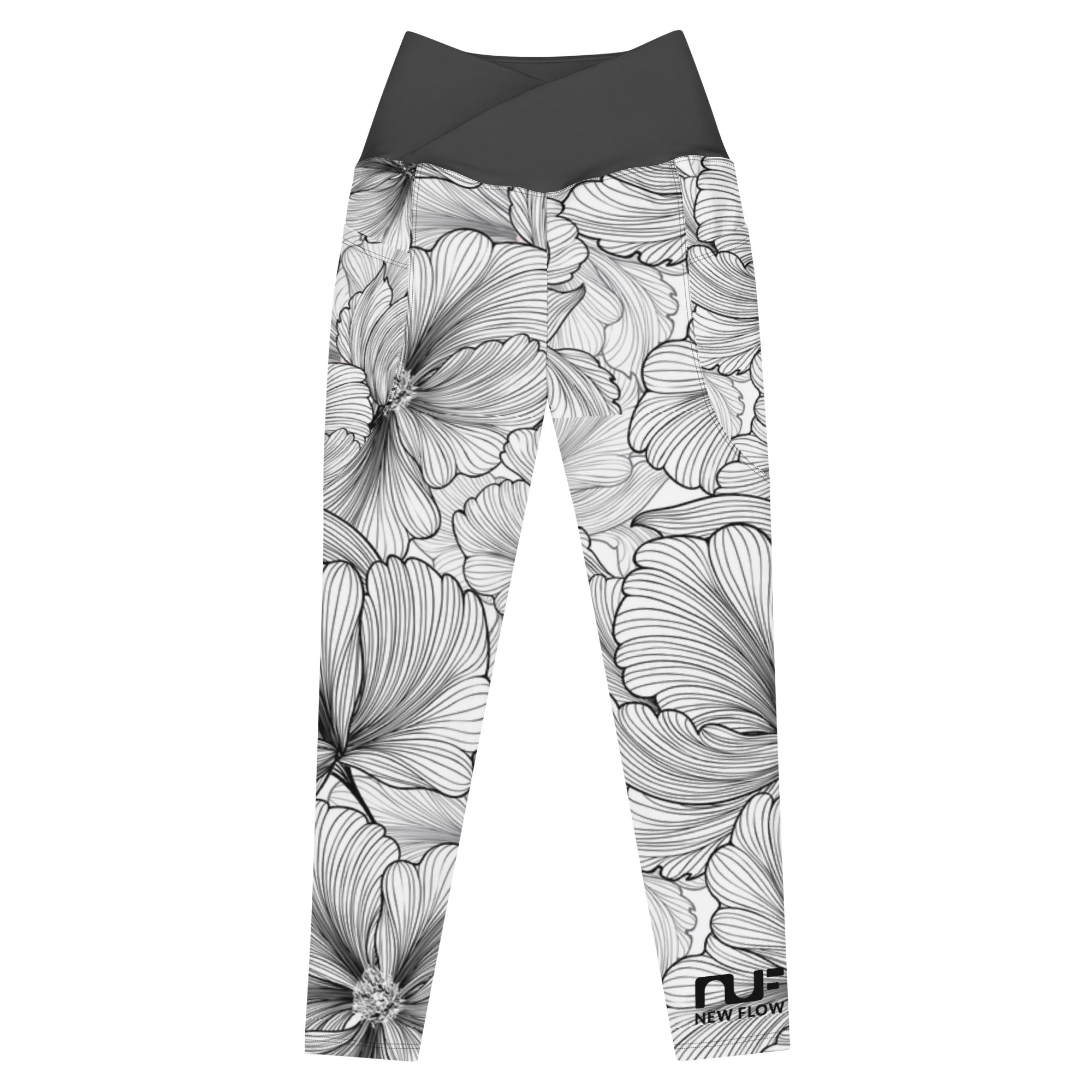 WOMEN'S CROSSOVER LEGGINGS, W POCKETS – FLORAL