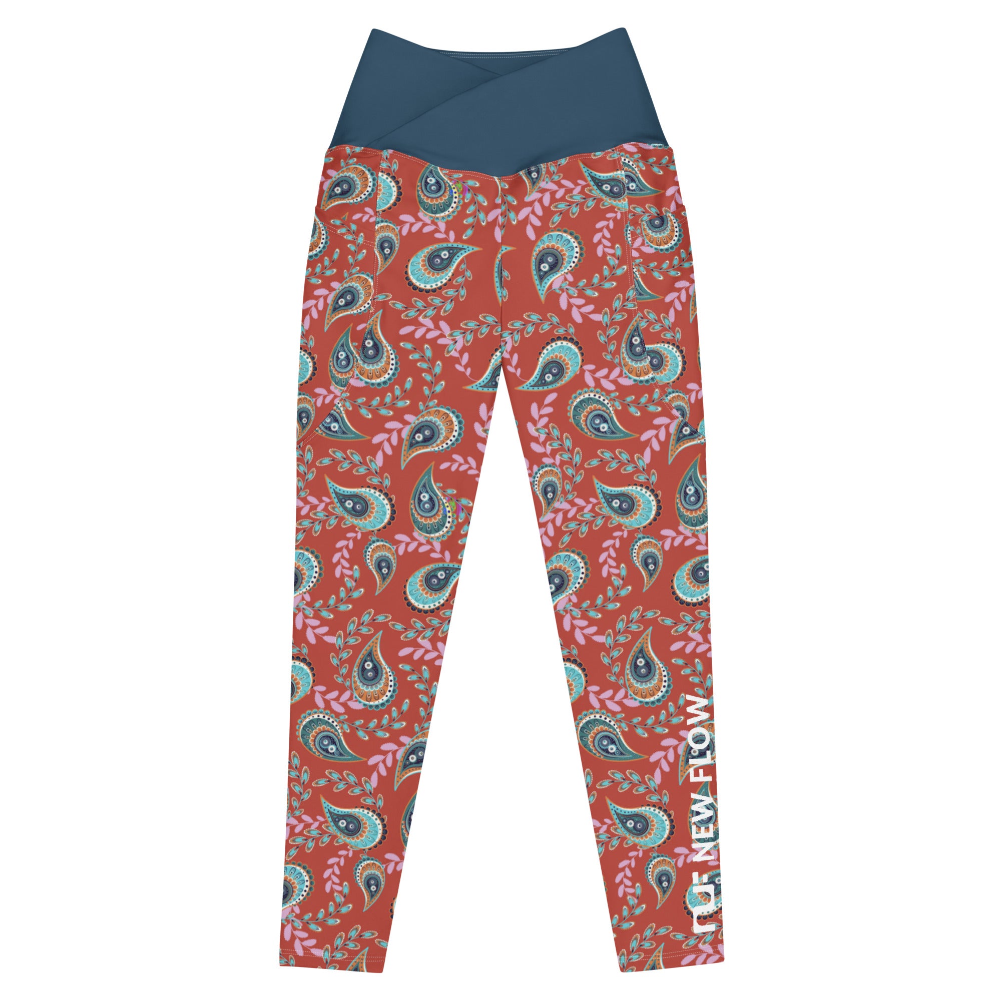 WOMEN'S CROSSOVER LEGGINGS, W POCKETS – PAISLEY