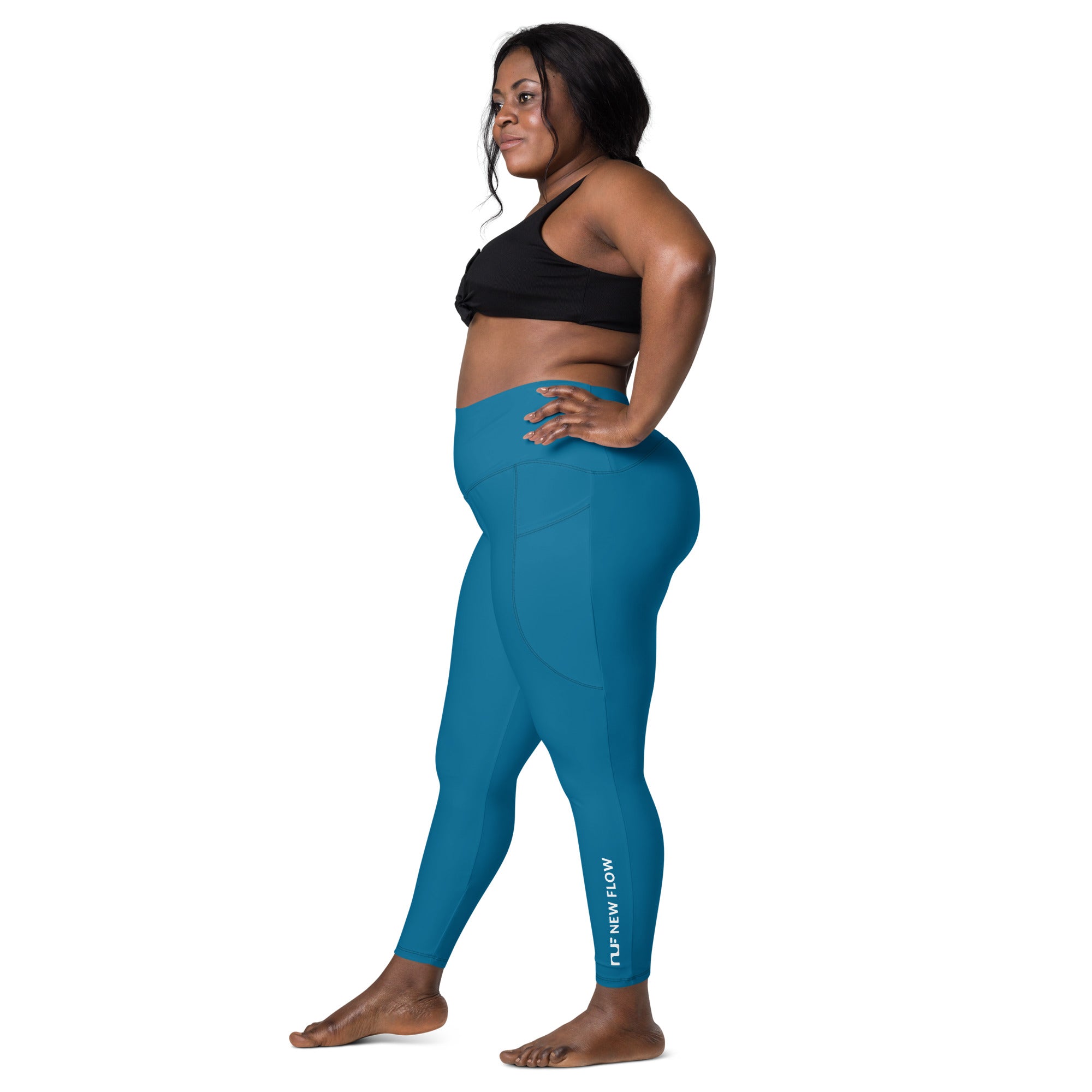 WOMEN'S LEGGINGS, W POCKETS – EMERALD BLUE