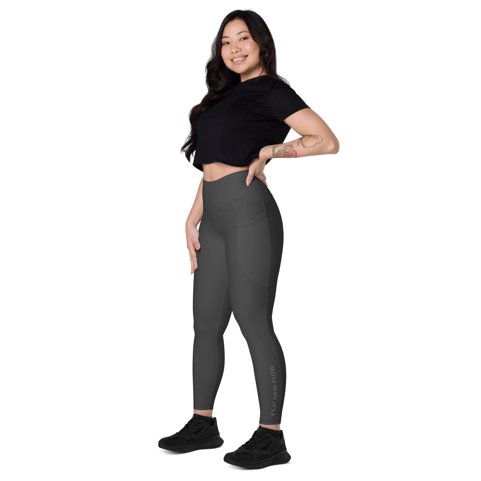 WOMEN'S LEGGINGS, W POCKETS – CHARCOAL