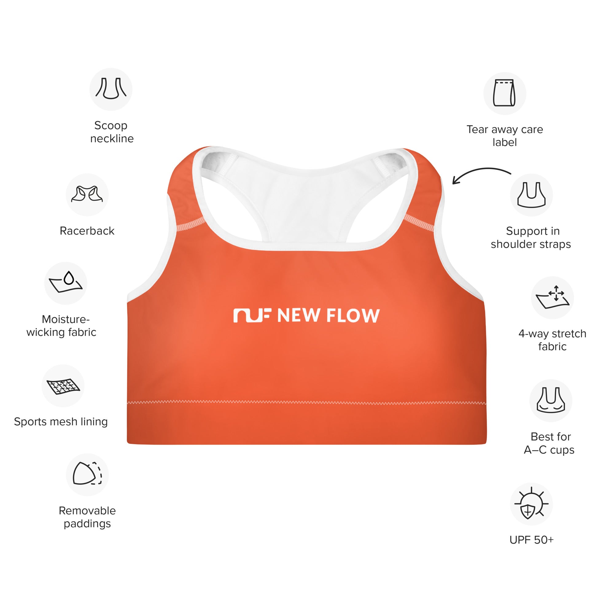 WOMEN'S PADDED SPORTS BRA – CHILI