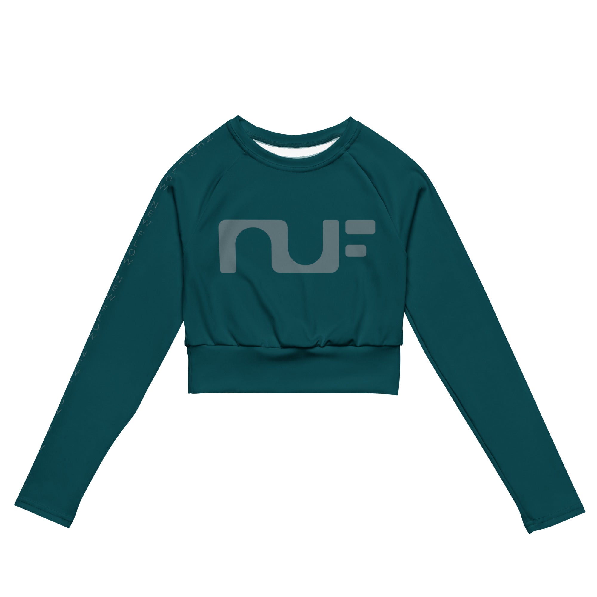 WOMEN'S RECYCLED LONG-SLEEVE CROP TOP – DEEP TEAL