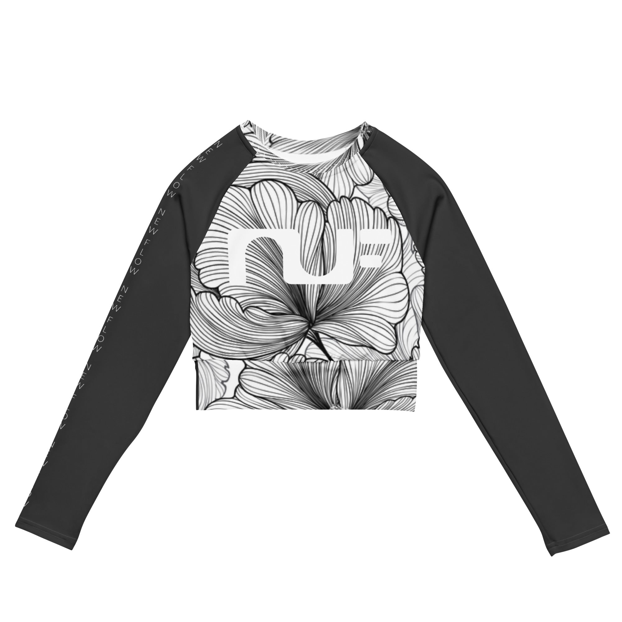 WOMEN'S RECYCLED LONG-SLEEVE CROP TOP – FLORAL