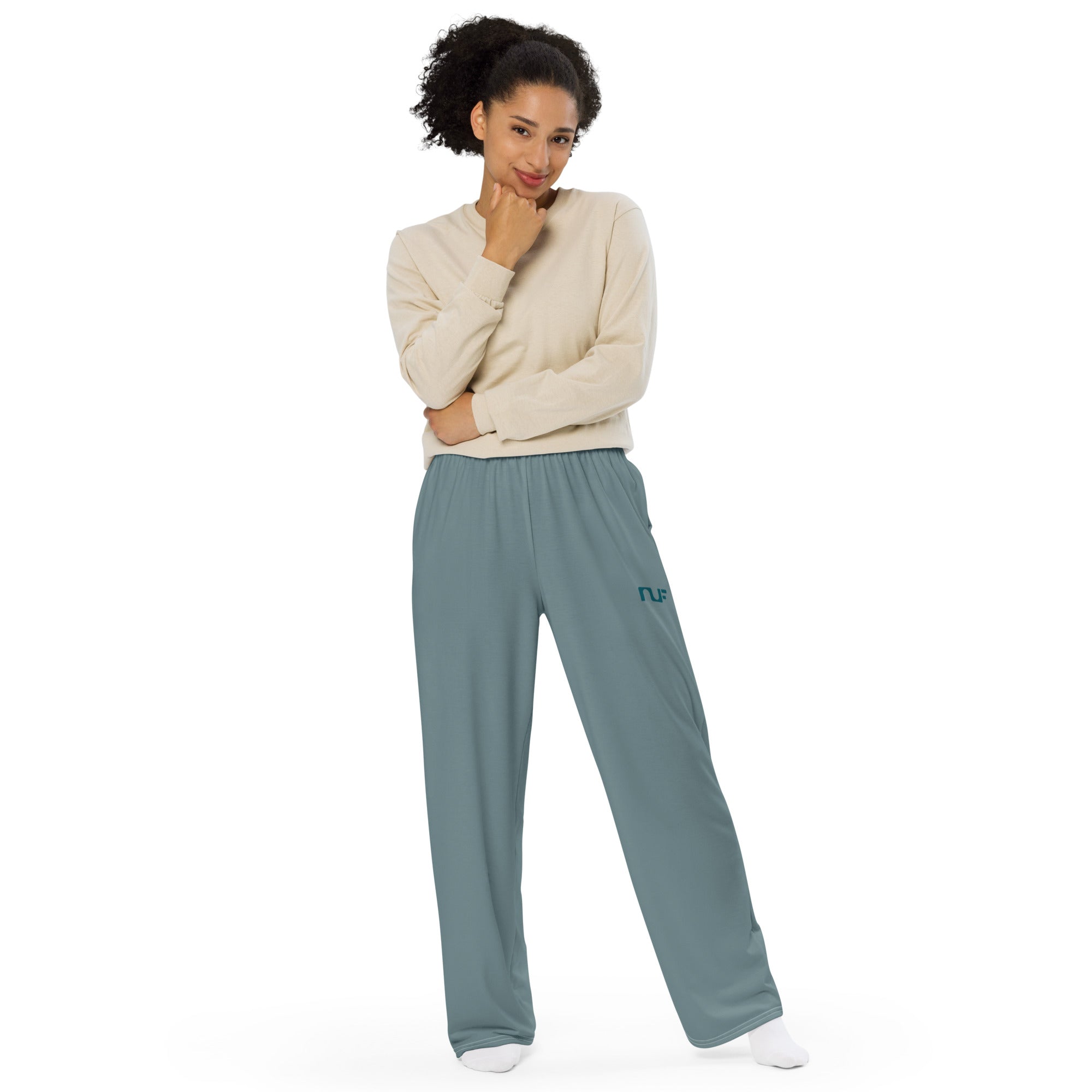 WOMEN'S WIDE-LEG PANTS – DUSTY BLUE