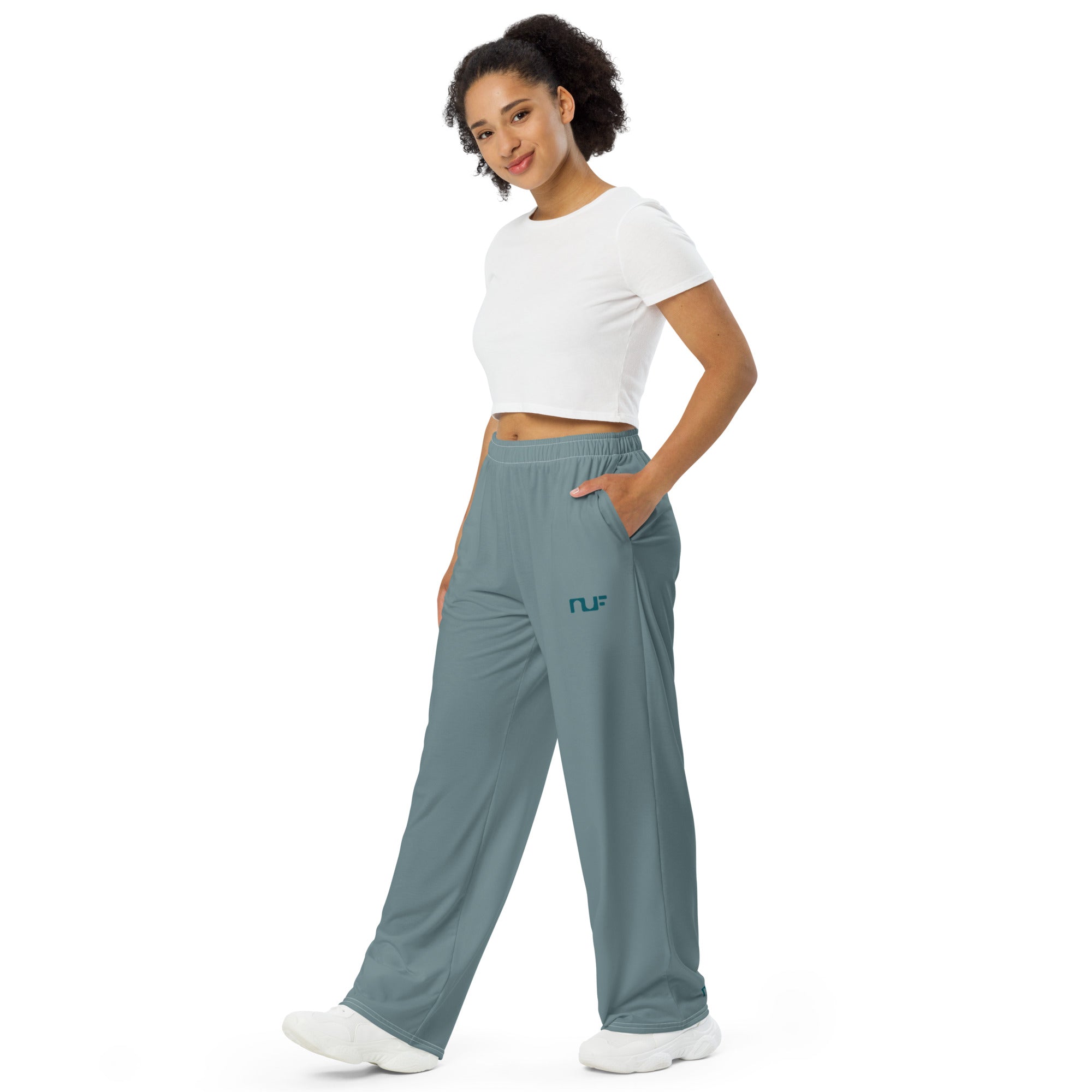 WOMEN'S WIDE-LEG PANTS – DUSTY BLUE