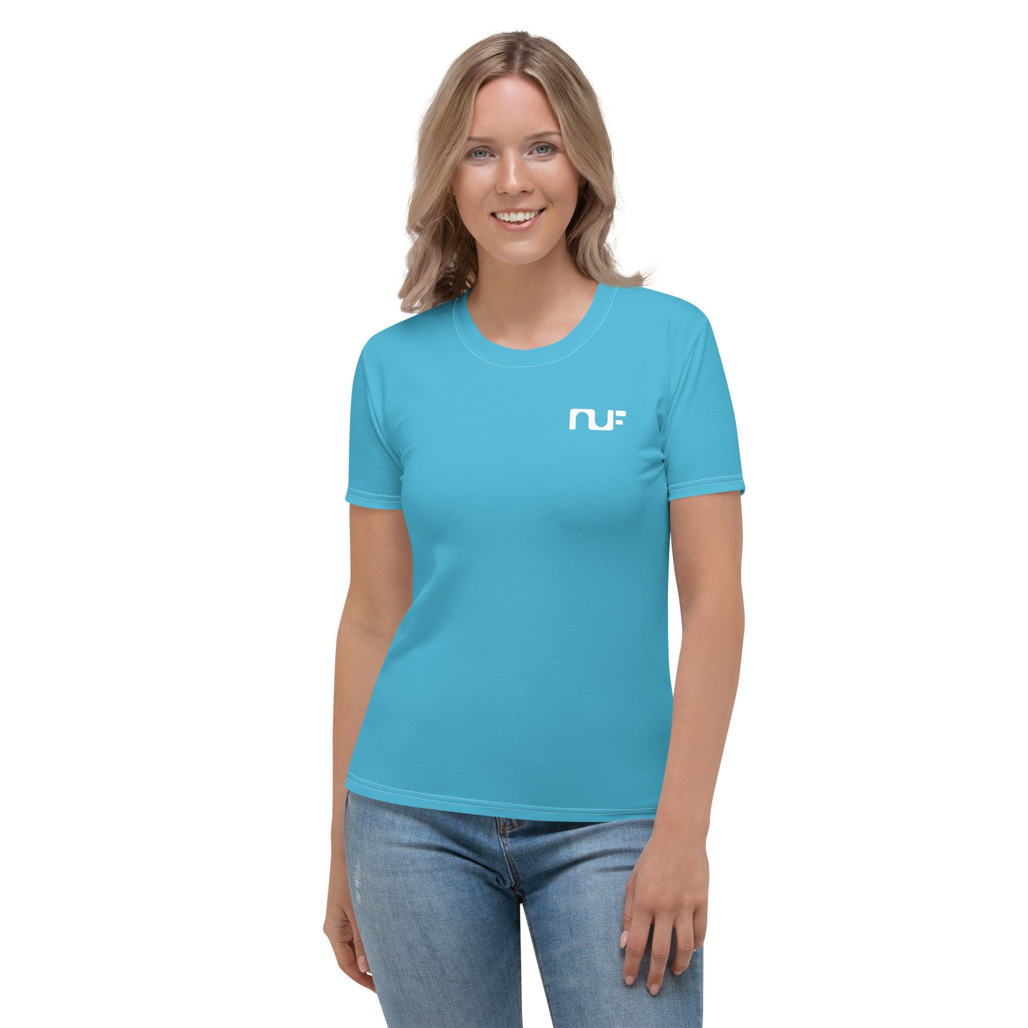 WOMEN'S T-SHIRT, CREW NECK – CERULEAN BLUE