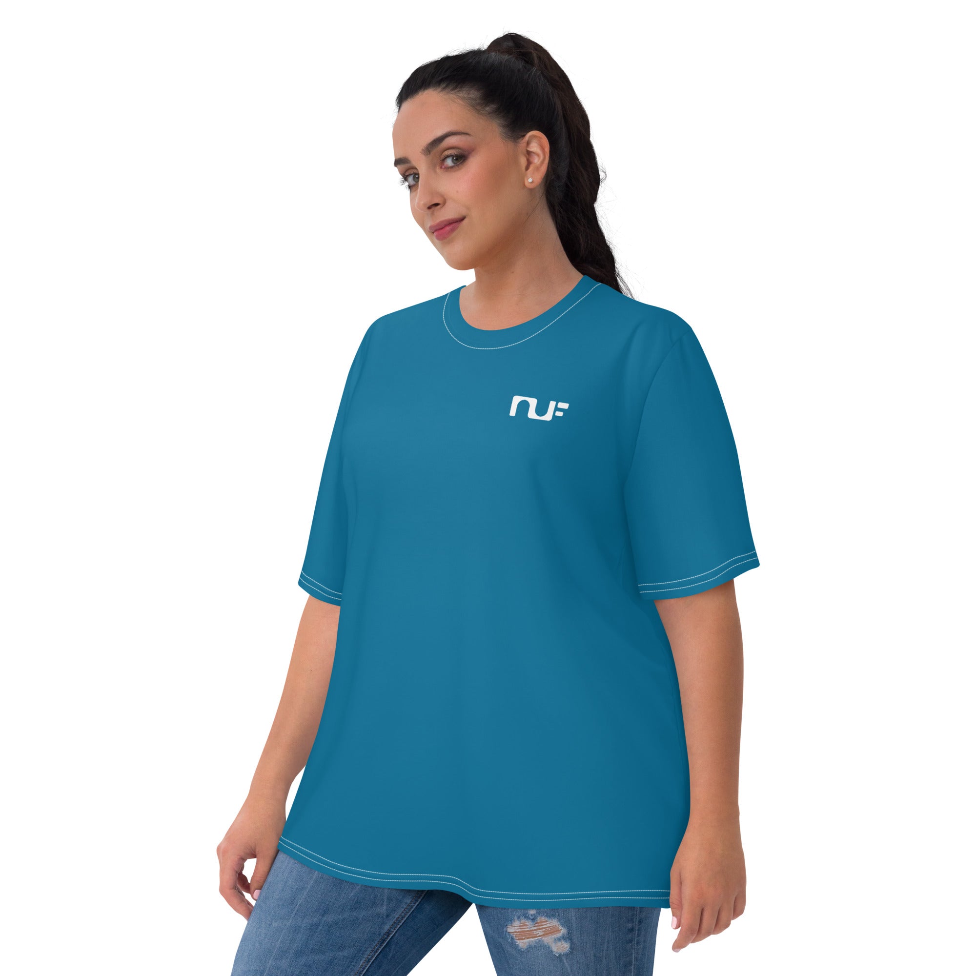 WOMEN'S T-SHIRT, CREW NECK – EMERALD BLUE