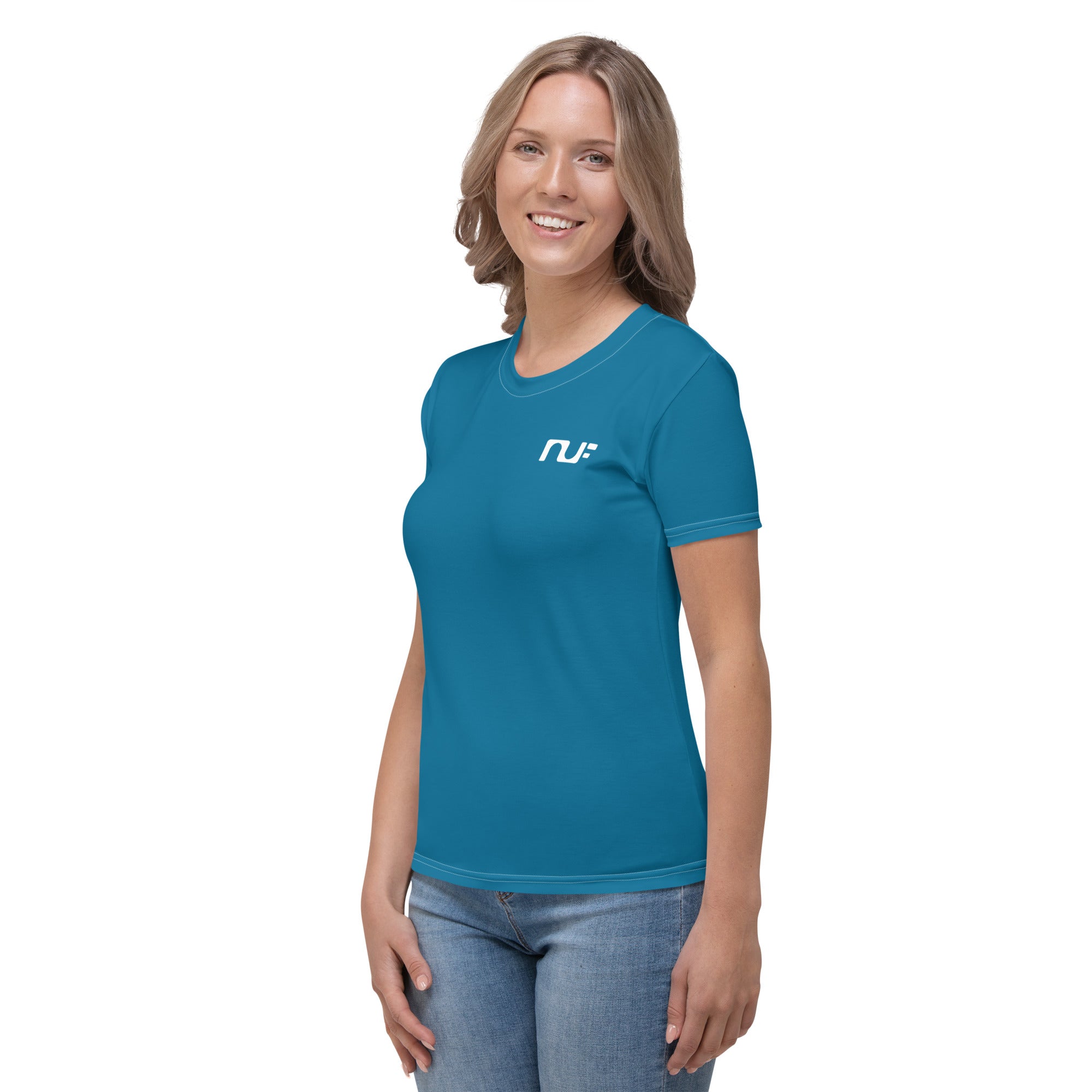 WOMEN'S T-SHIRT, CREW NECK – EMERALD BLUE