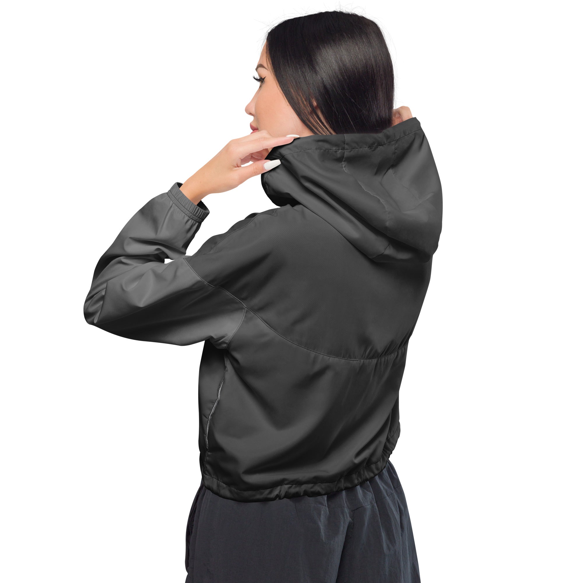 WOMEN'S WINDBREAKER, CROPPED – CHARCOAL