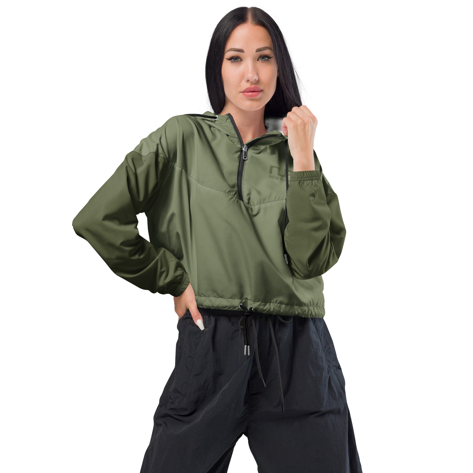 WOMEN'S WINDBREAKER, CROPPED – MOSS