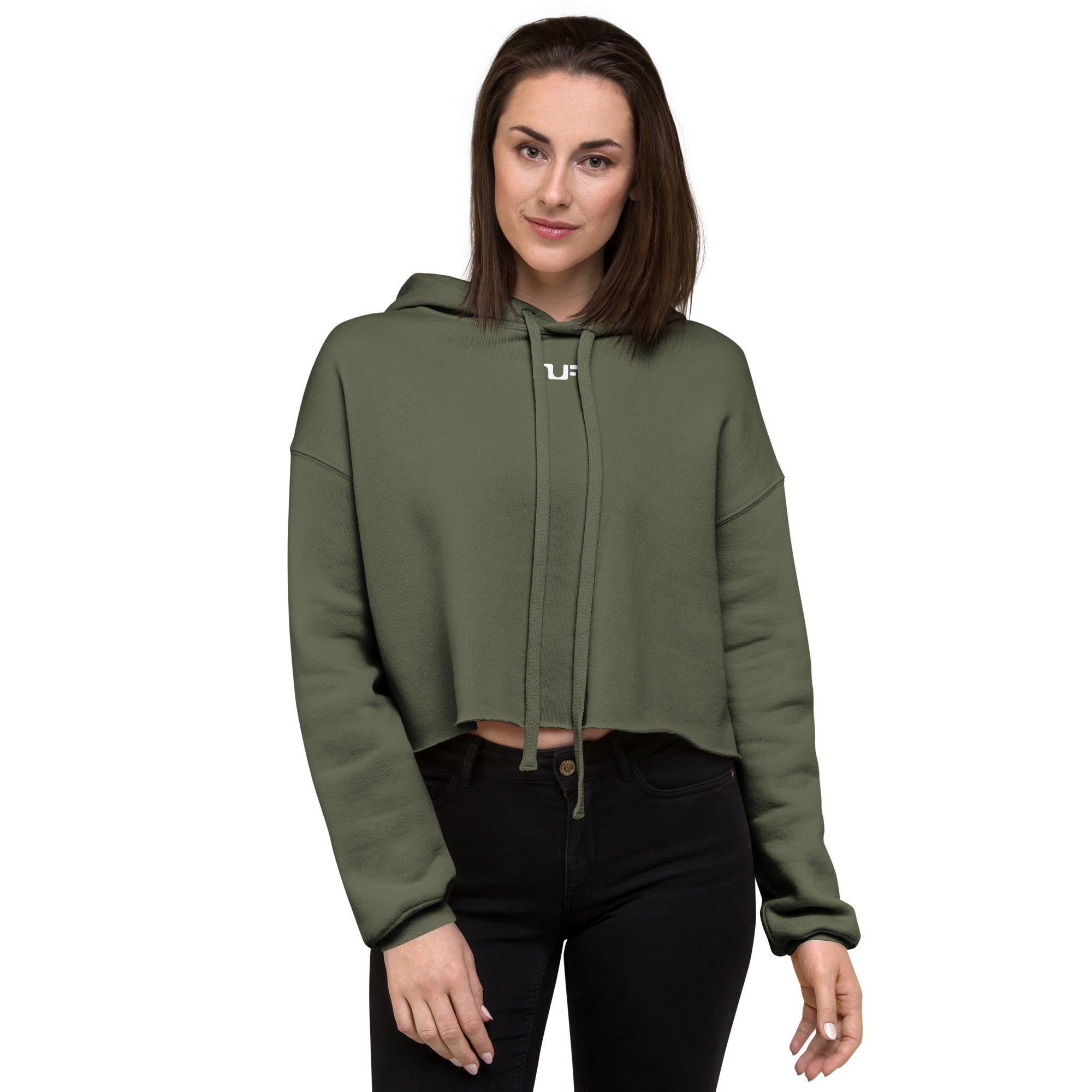 WOMEN'S HOODIE, CROPPED - MILITARY GREEN